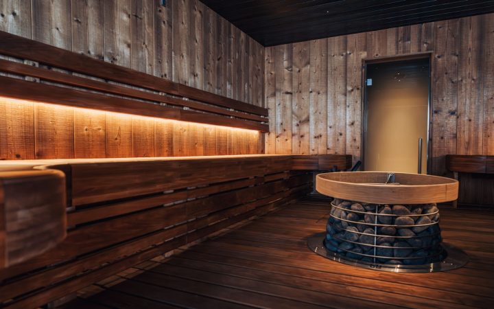 Houten sauna-interieur